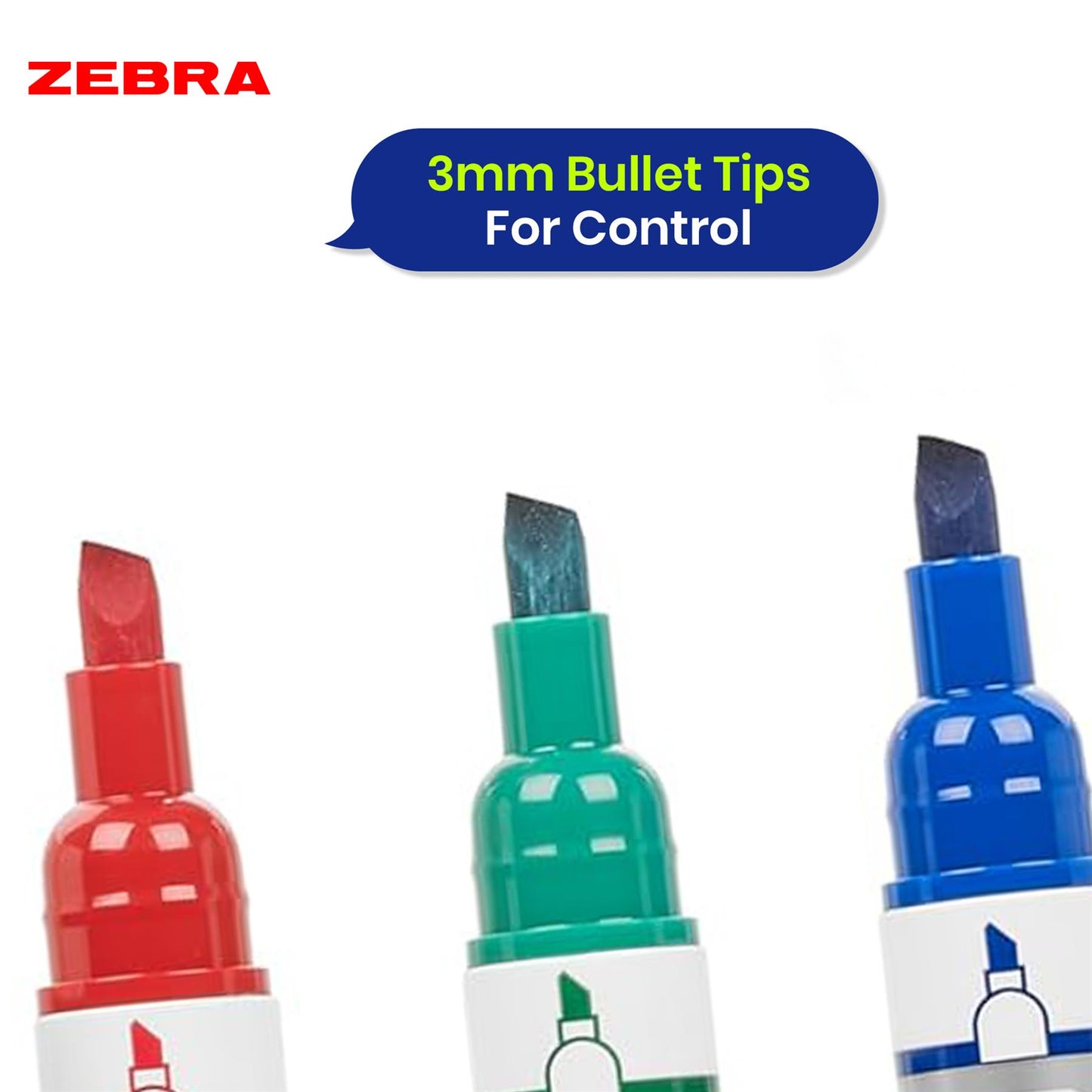 Zebra Dual Tip Whiteboard Marker Pens Pack of 3 with Magnetic Eraser 3mm Bullet Tip for Home School Office Writing Boards and Weekly Planning Use