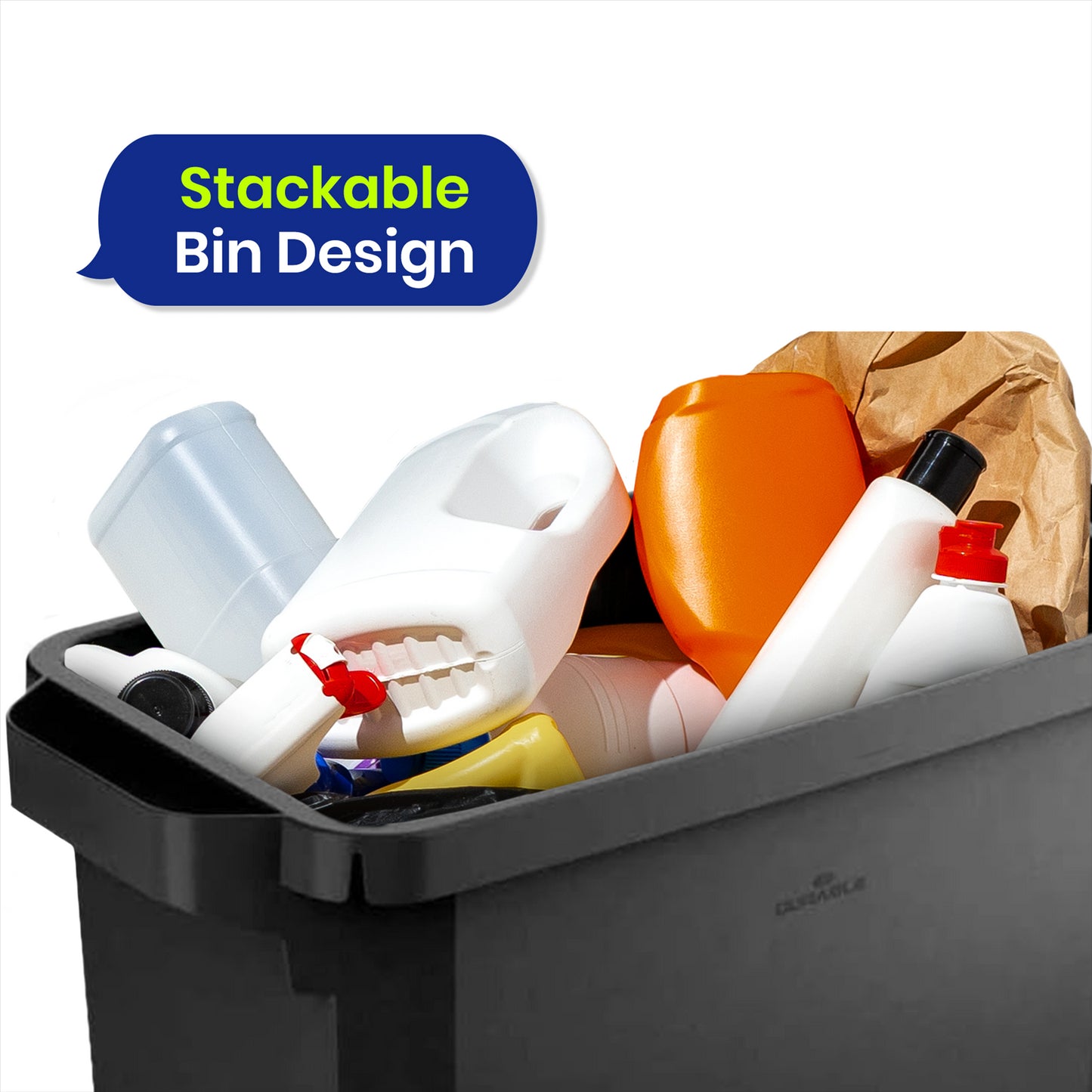 DURABIN 60L Black Bin Set and Black Lid and 25x 110L Recycled Bin Bags