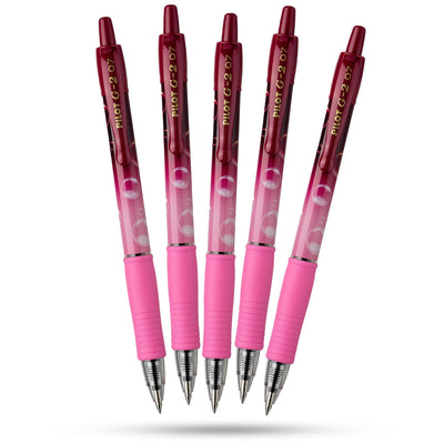 Pilot G2-07 Gel Pen Bubble Pink Pack of 5 Blue Gel Ink 0.7mm Ergonomic Grip