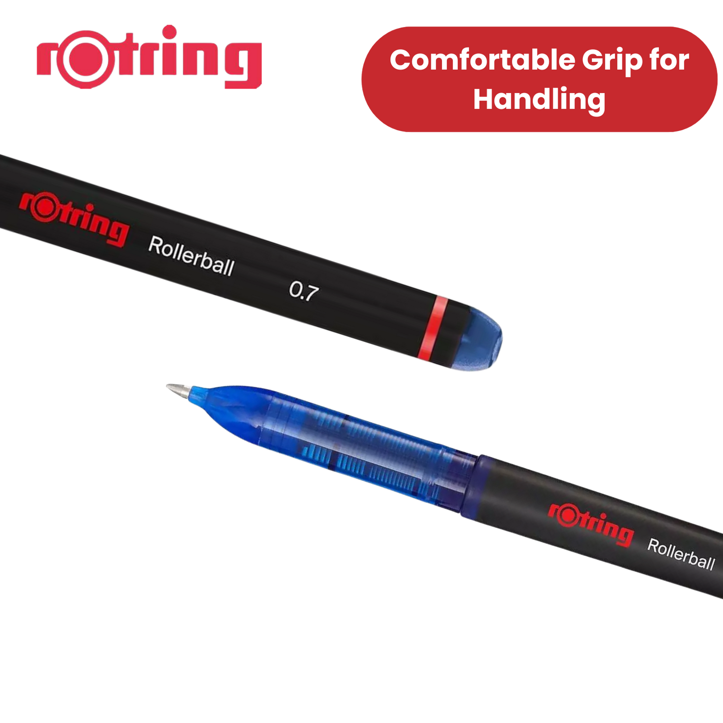 rOtring Rollerball Pen Fine Point 0.7mm - Blue Ink, Smooth & Precise Writing