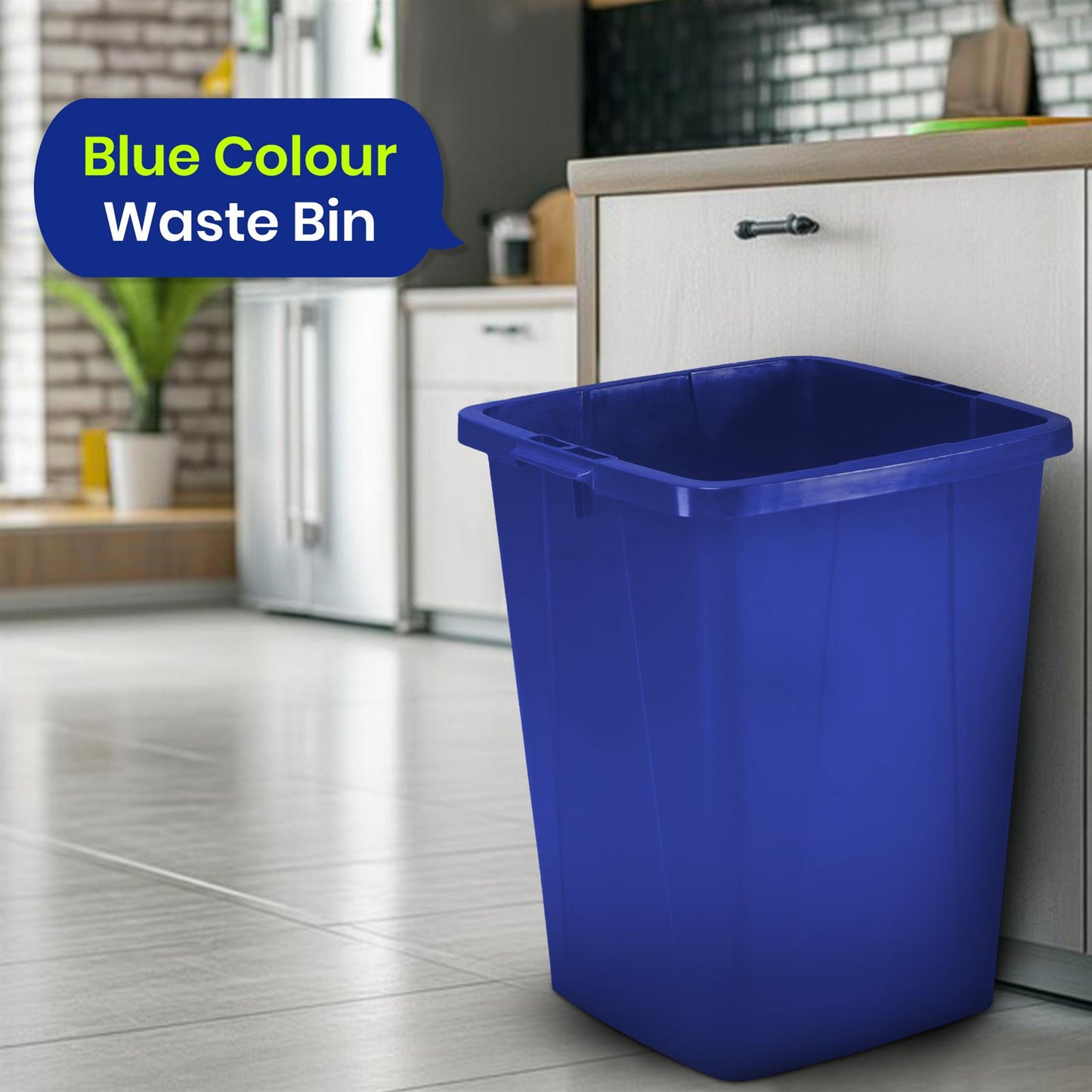 Durable Durabin Blue Waste Bin 90L Stackable Plastic Bin with Sturdy Handles