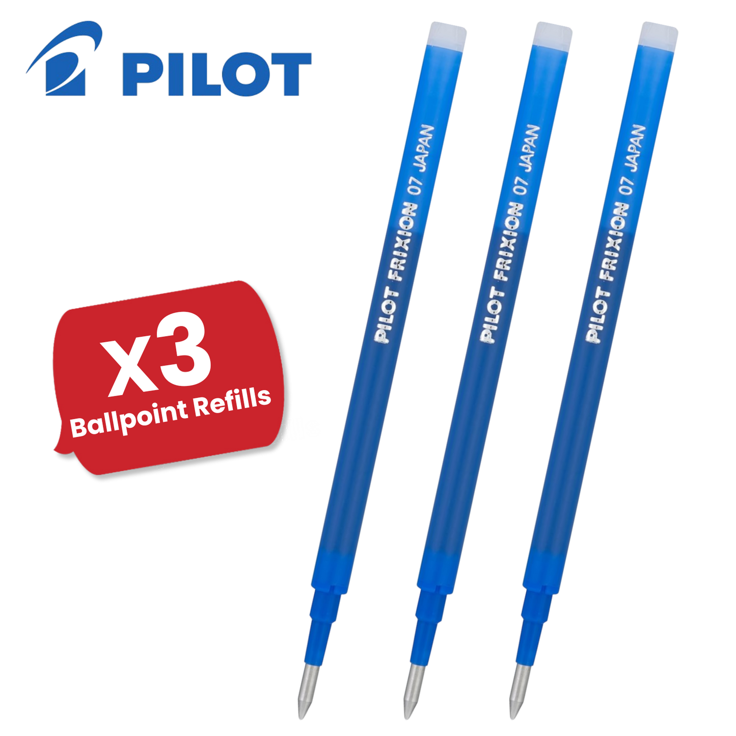 Pilot Frixion Roller Ballpoint Pen Refills 0.7mm Tip Smooth Writing - Blue Ink