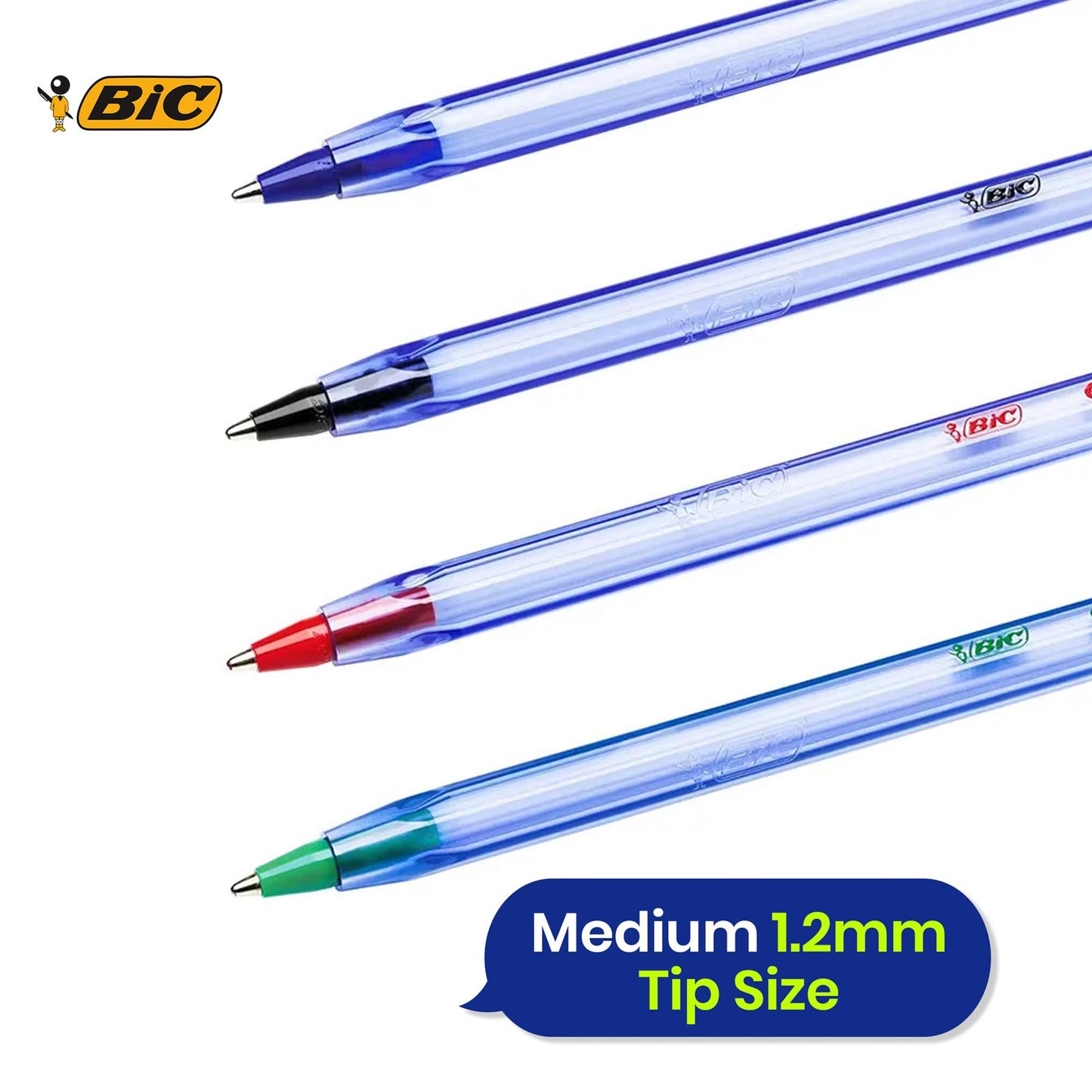BIC Cristal Soft Ballpoint Pens Pack of 10 with 1.2mm Medium Tip Blue Ink for Office and School Use