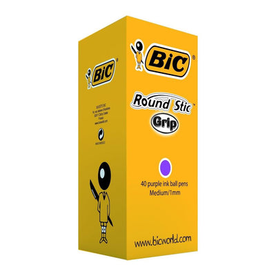 Bic ROUND STICK GRIP PURPLE BOX 40