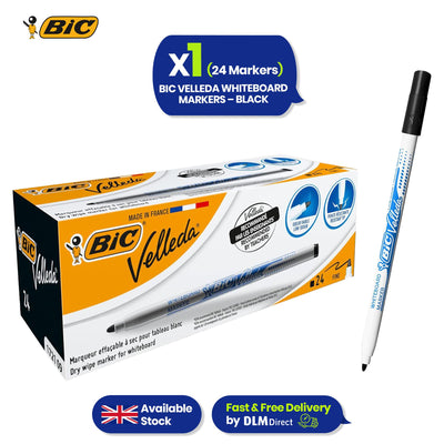 BIC Whiteboard Marker Plastic Bullet Tip Dry Erase Pen Low Odour Ink for Office School (Pack of 24)