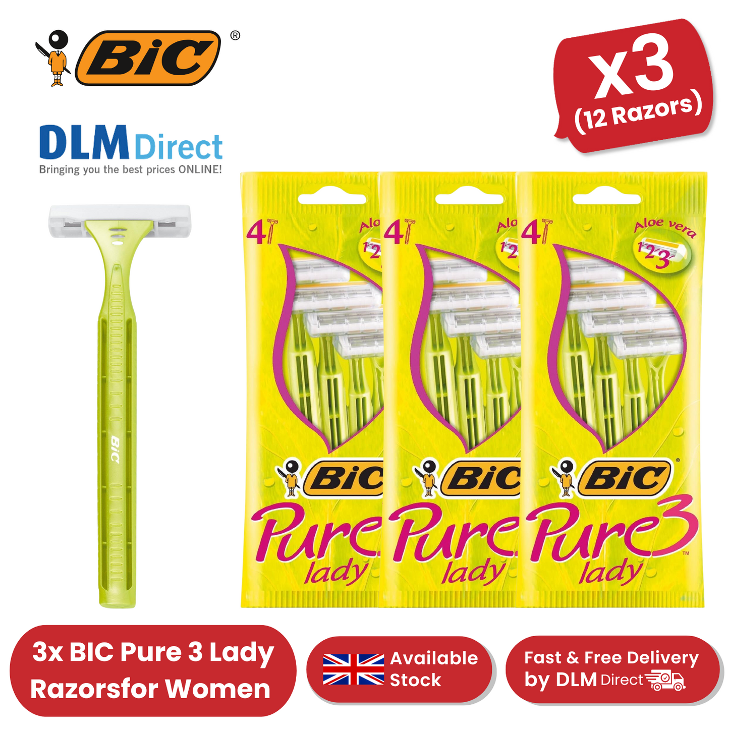 Bic Pure 3 Lady Shavers - 3 Packs