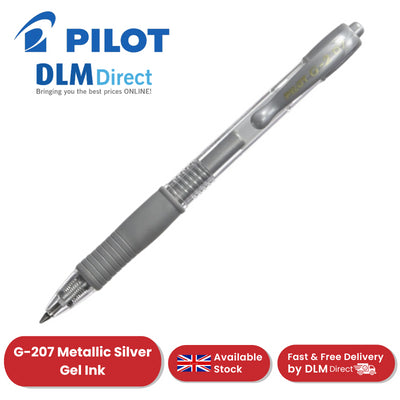 Pilot G-207 Retractable Gel Rollerball 0.7 mm Tip (Single Pen) - Metallic Silver