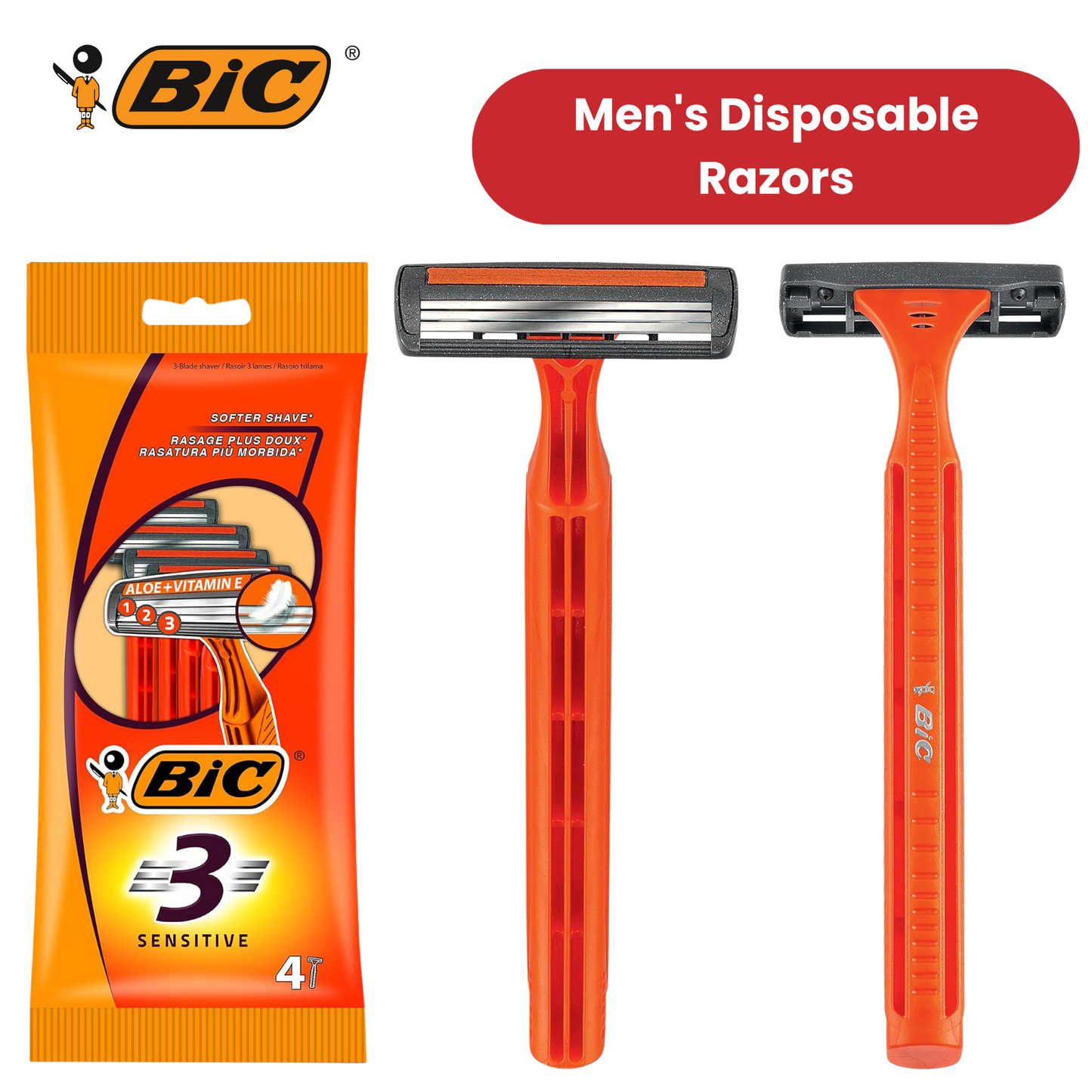 Bic 3 Sensitive Razors 4 - 1 Pack