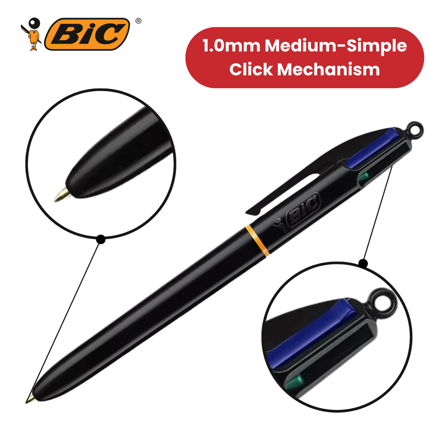 Bic 4 Colours Pro Ballpoint Pen 1.0mm - Single Pen
