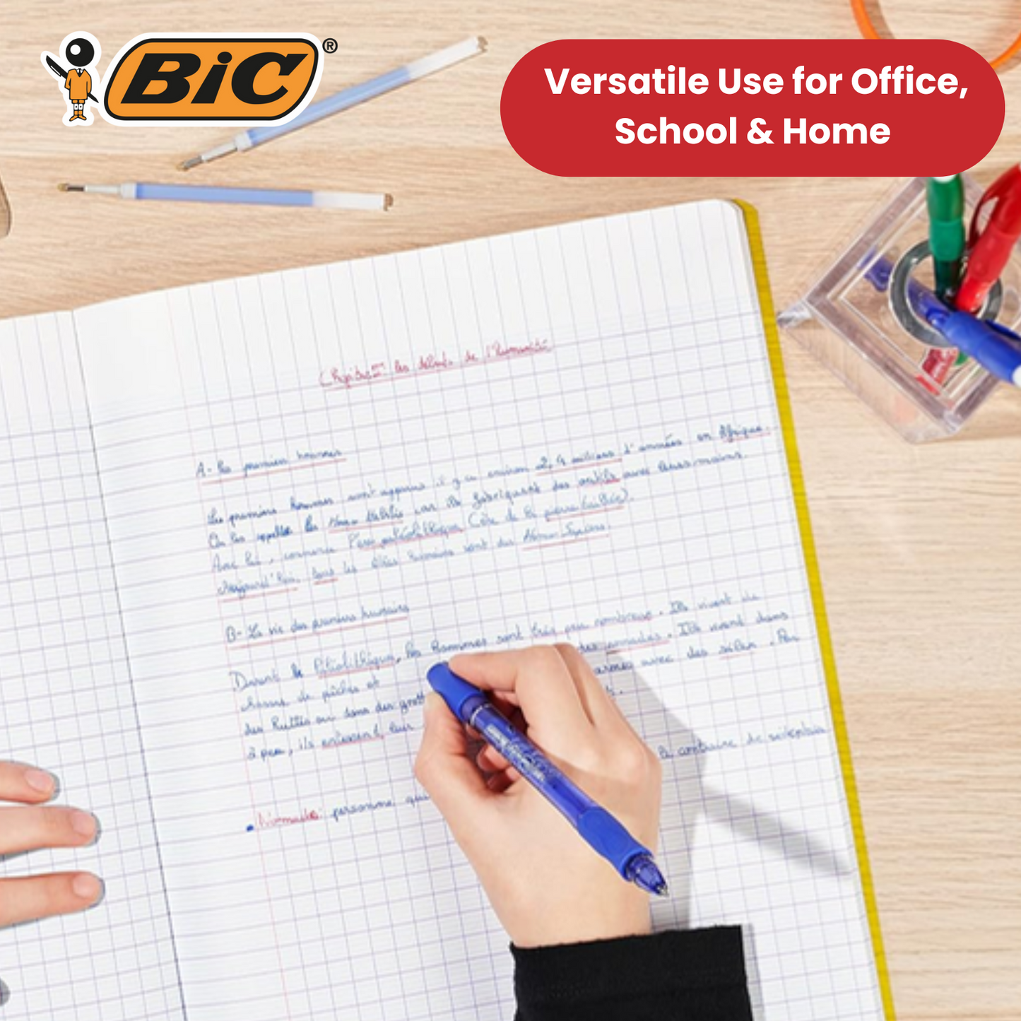 BIC Gel-Ocity Illusion 0.7mm Erasable Gel Pens Blue - Pack of 12 Refillable