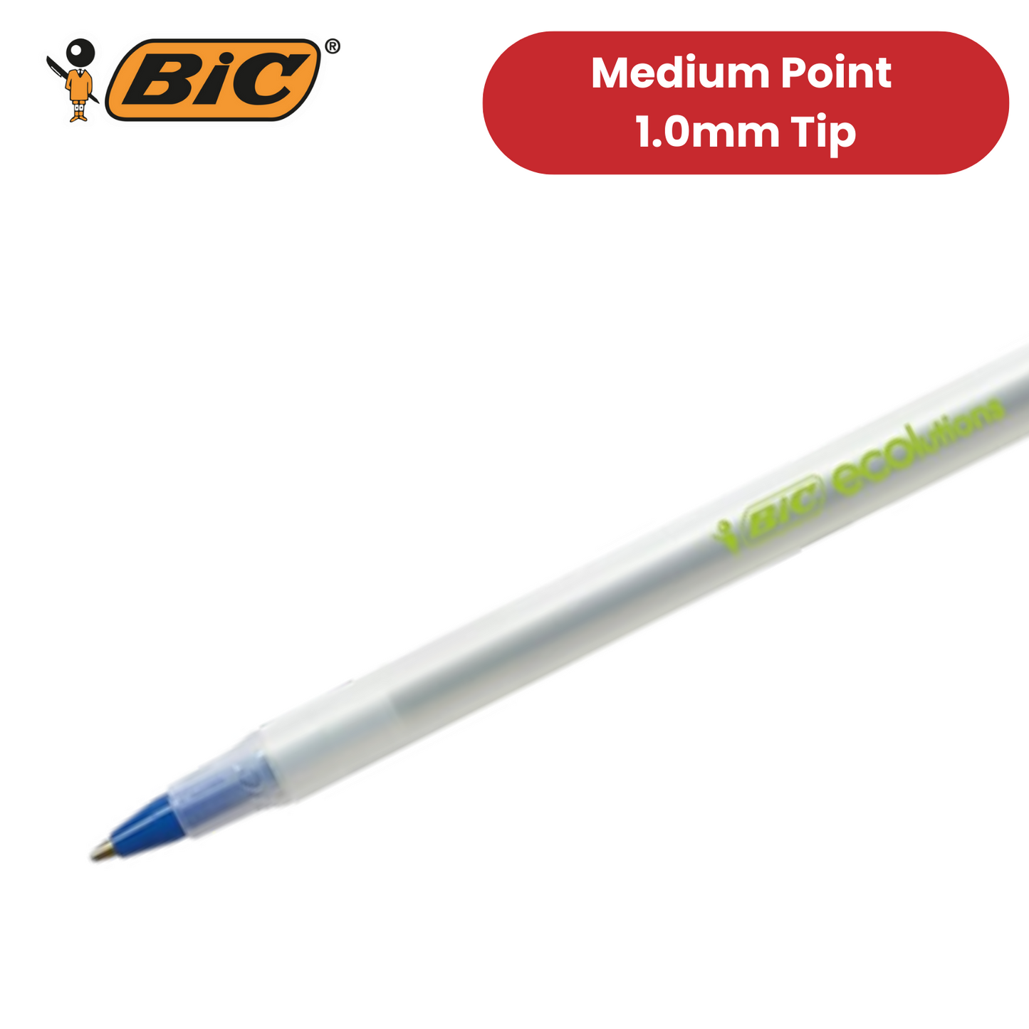 BIC Ecolutions Round Stic Ballpoint Pens - Blue Ink, 1.0mm Tip - Box of 60