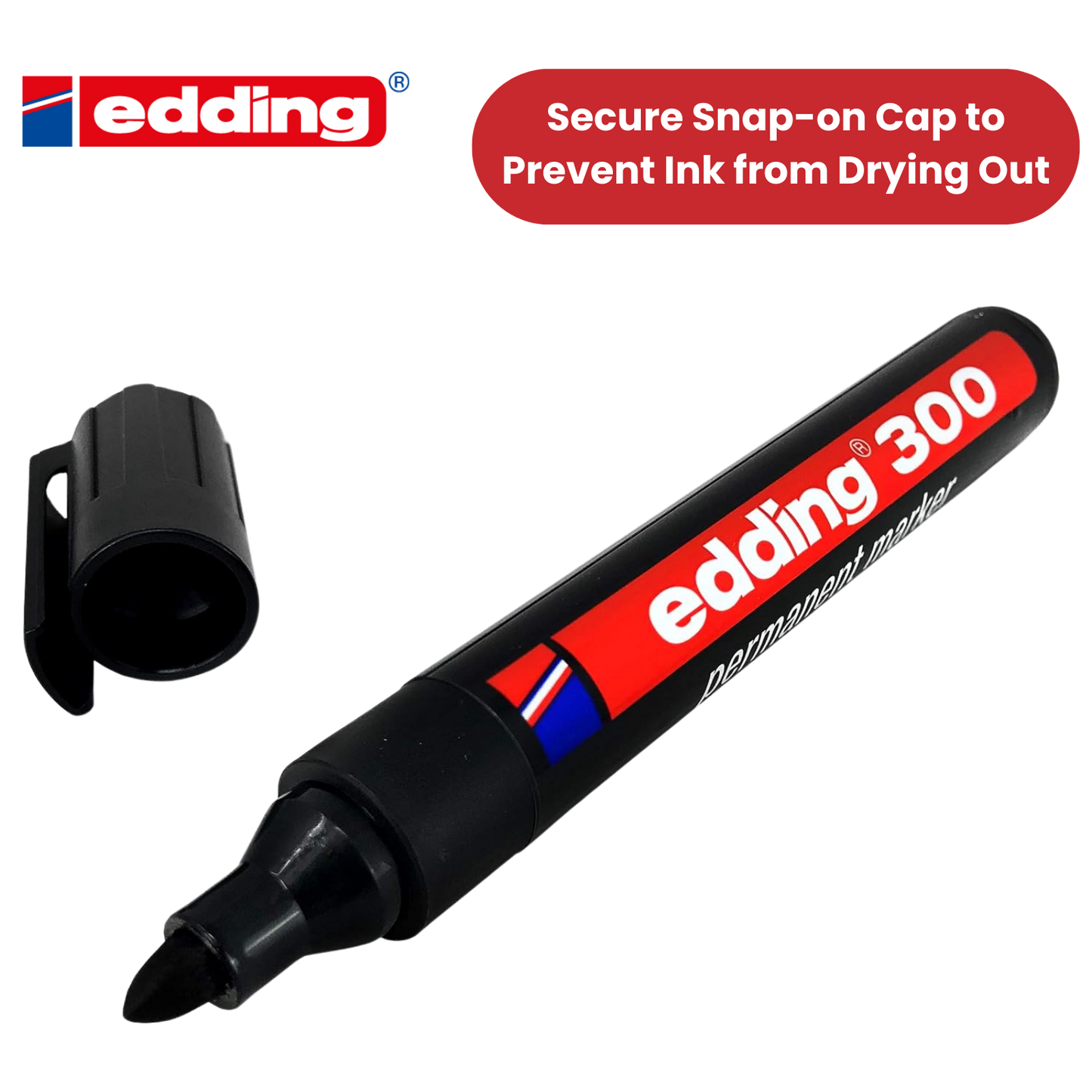 Edding 300 Permanent Marker Bullet 1.5-3mm Black - Single - 1 to 30 Packs