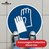 Durable Protective Gloves Floor Sticker - 43cm Blue Safety Sign Self-Adhesive Decal for Workplace