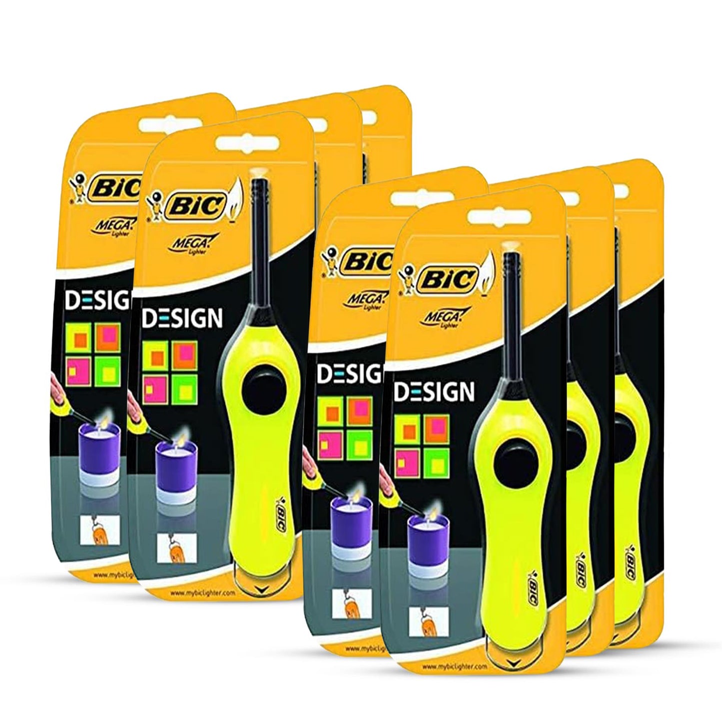 BIC Mega Utility Lighter - Plastic 6cm Wand Cooking Lighter, Push Button Lighters for BBQ