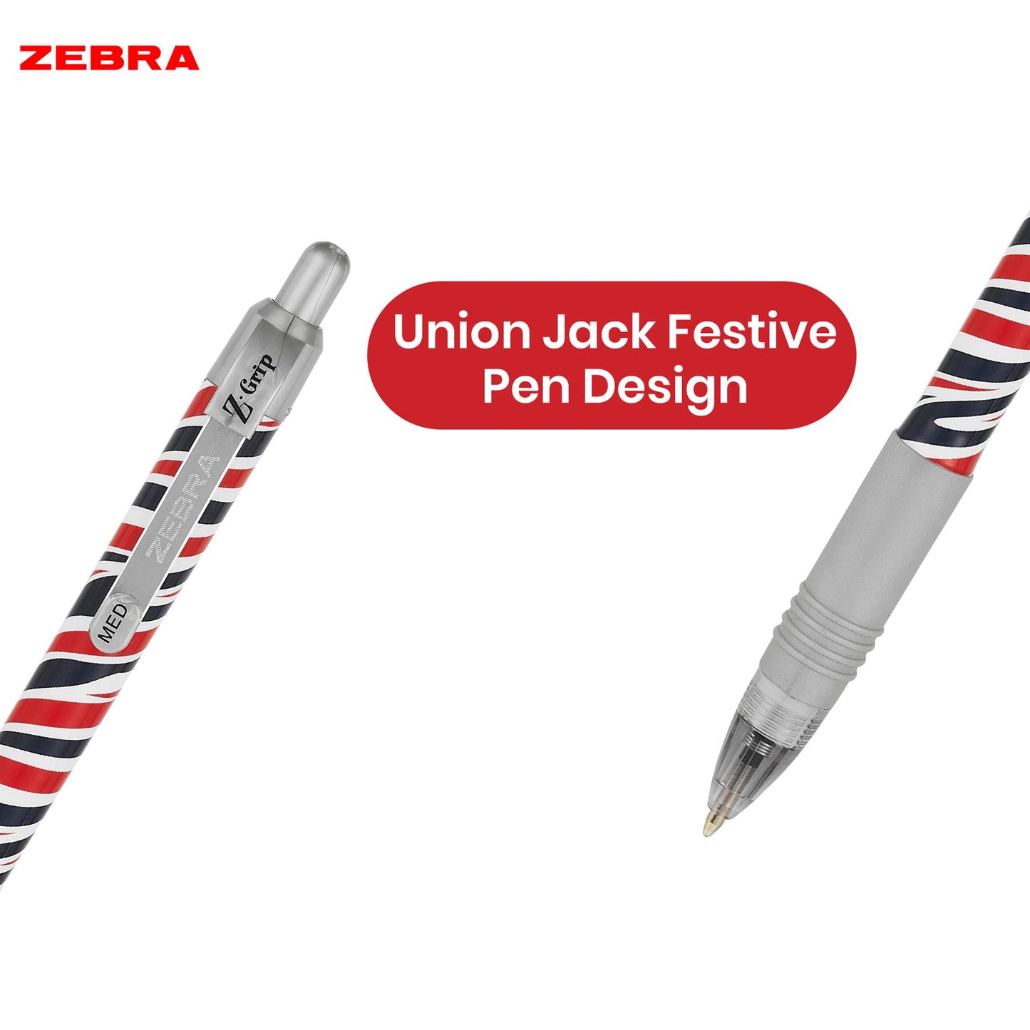 Zebra Z-Grip Ballpoint British-Inspired Uni-Ball Pen, 1.0 mm Nib Retractable Pen for Events