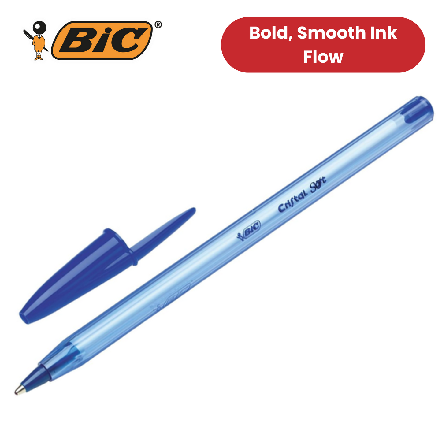 BIC CRISTAL SOFTBALL POINT BLUE - PACK OF 50
