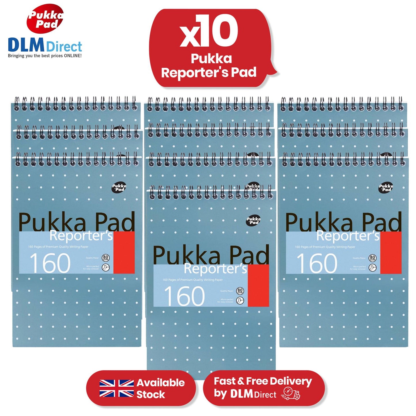 Pukka Pad Reporter's Notepad - 160 Pages Metallic Blue Spiral Notebook for Daily Notes