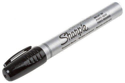 SHARPIE METAL PERM MARKER SML BULLET BLK - Pack of 12