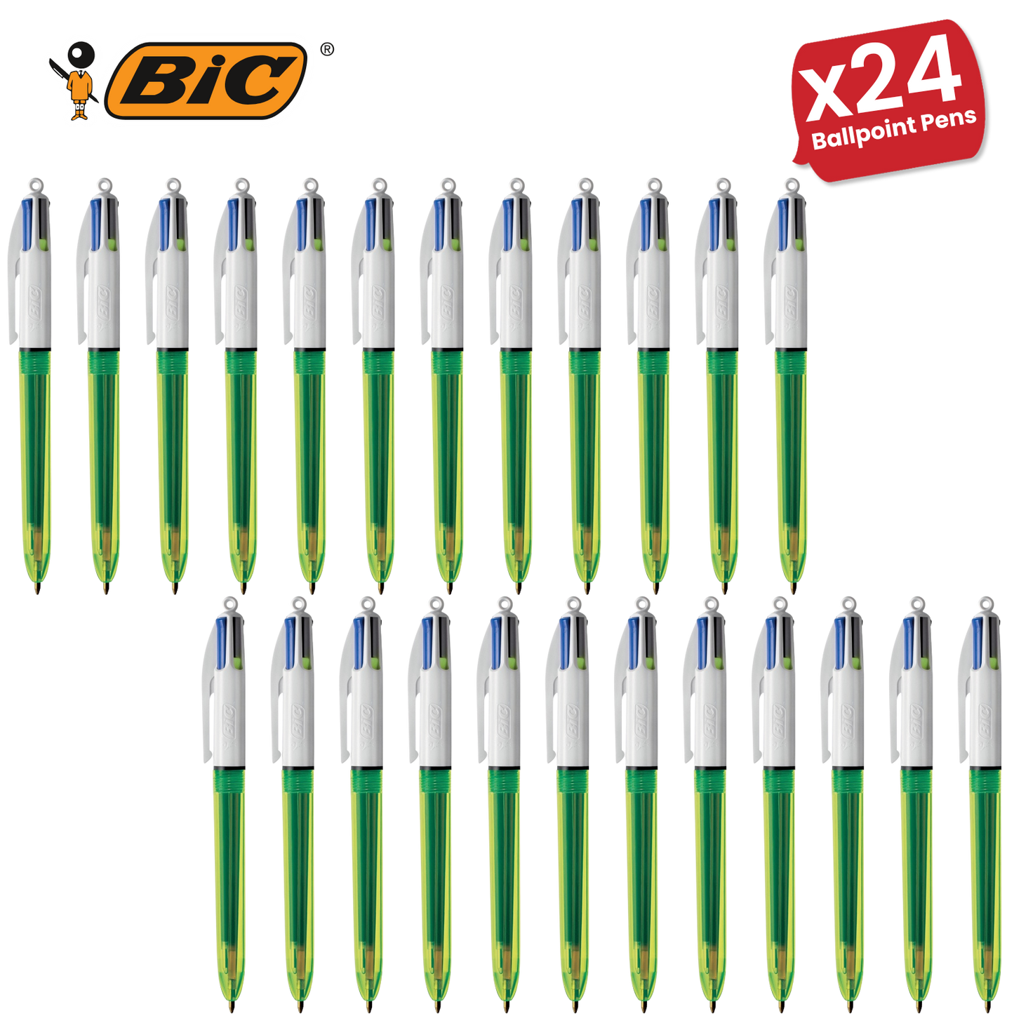 Bic 4 Colours Fluo Retractable Ballpoint Pen - Pack of 1