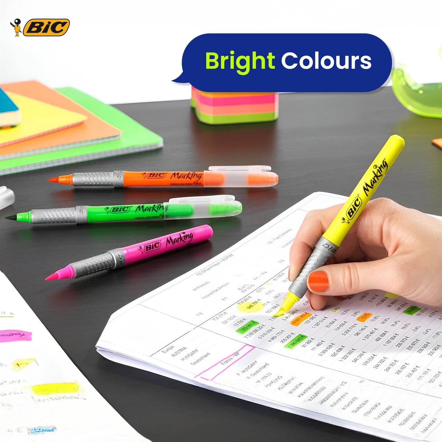 Bic Marking 2300 Markers 2x, Paper Mate Flair Black Pens 6x and Flex Highlighters, Office & School Writing Set 4x