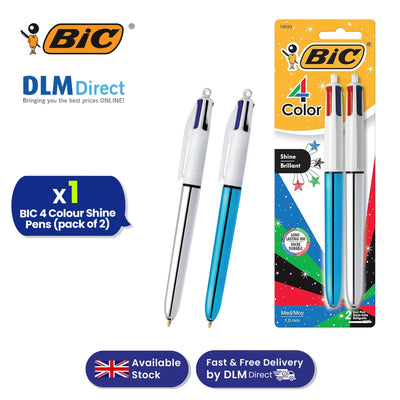 BIC 4 Colours Shine Retractable Ballpoint Pens 1.0mm Medium - Pack of 2