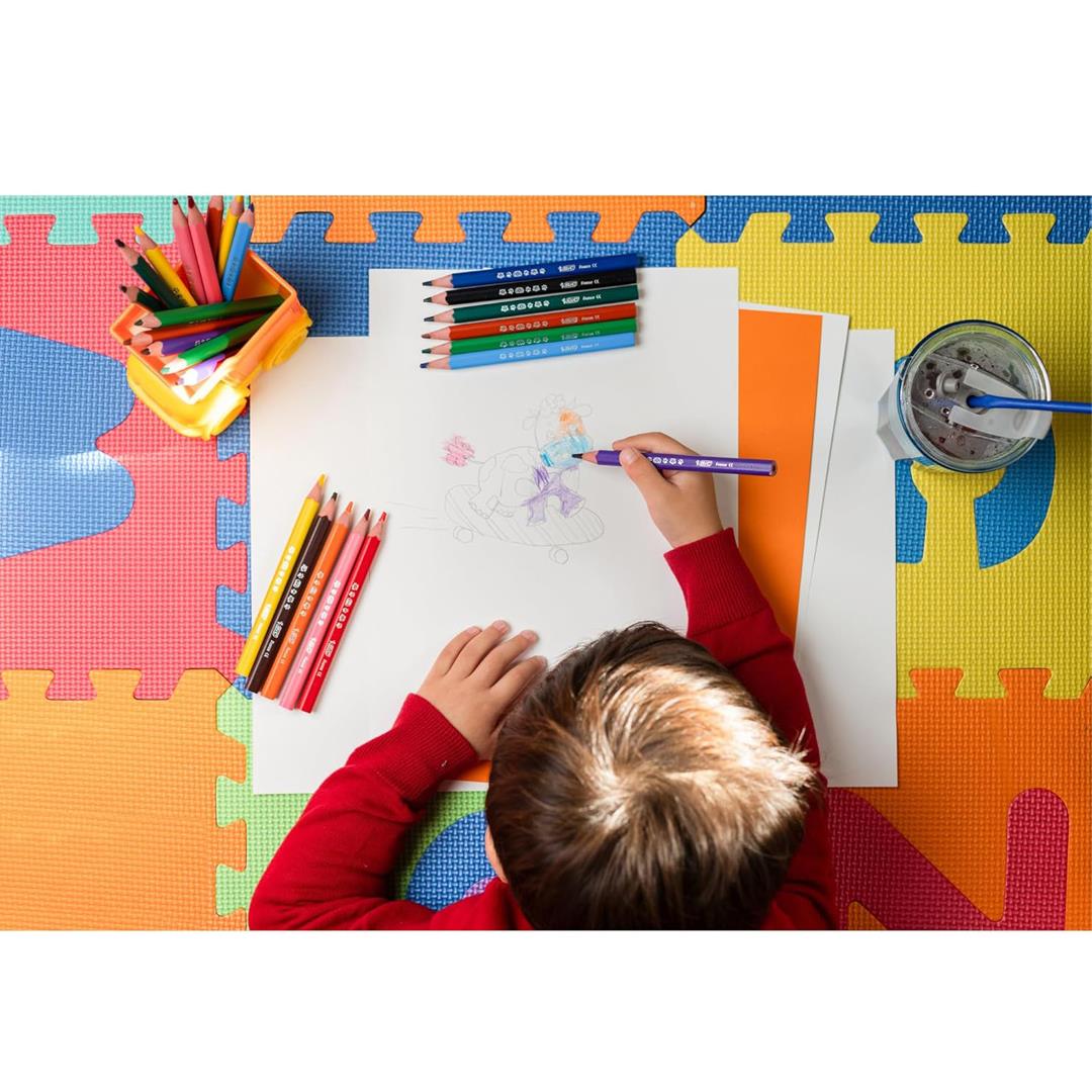 BIC Kids Evolution Triangle Coloured Pencils, Colouring Pencils, 12 Pack