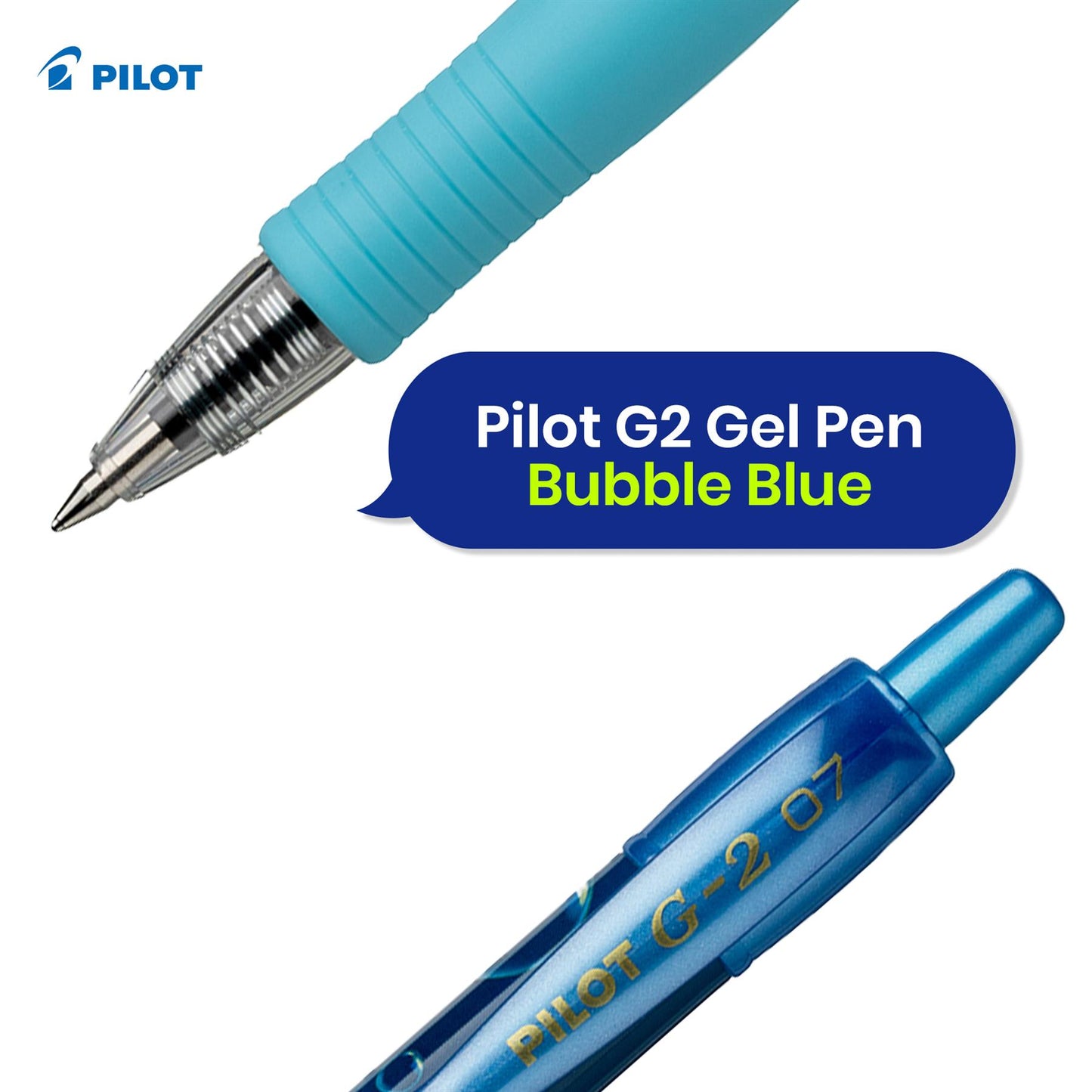 Pilot G2 Gel Pen Bubble Blue Pack of 12 Blue Gel Ink 0.7mm Ergonomic Grip