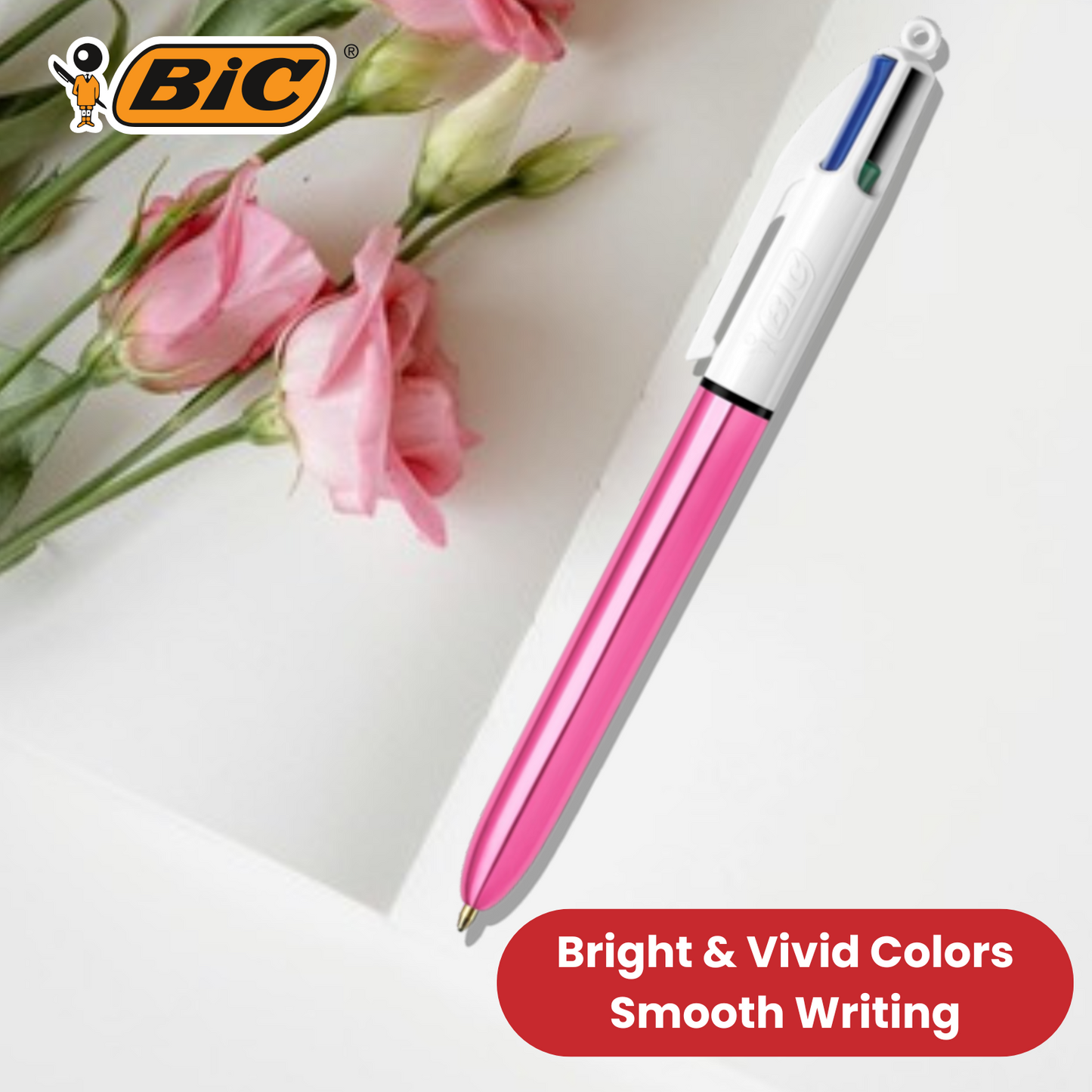 Bic 4 Colour Pack of 3 - 1 Shine Blue + 1 Shine Silver + 1 Shine Pink