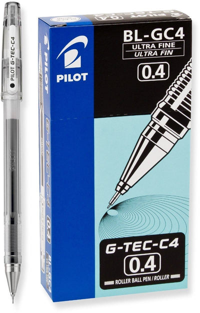 Pilot G Tec C4 Gel Rollerball Pen Micro Black - Pack of 12
