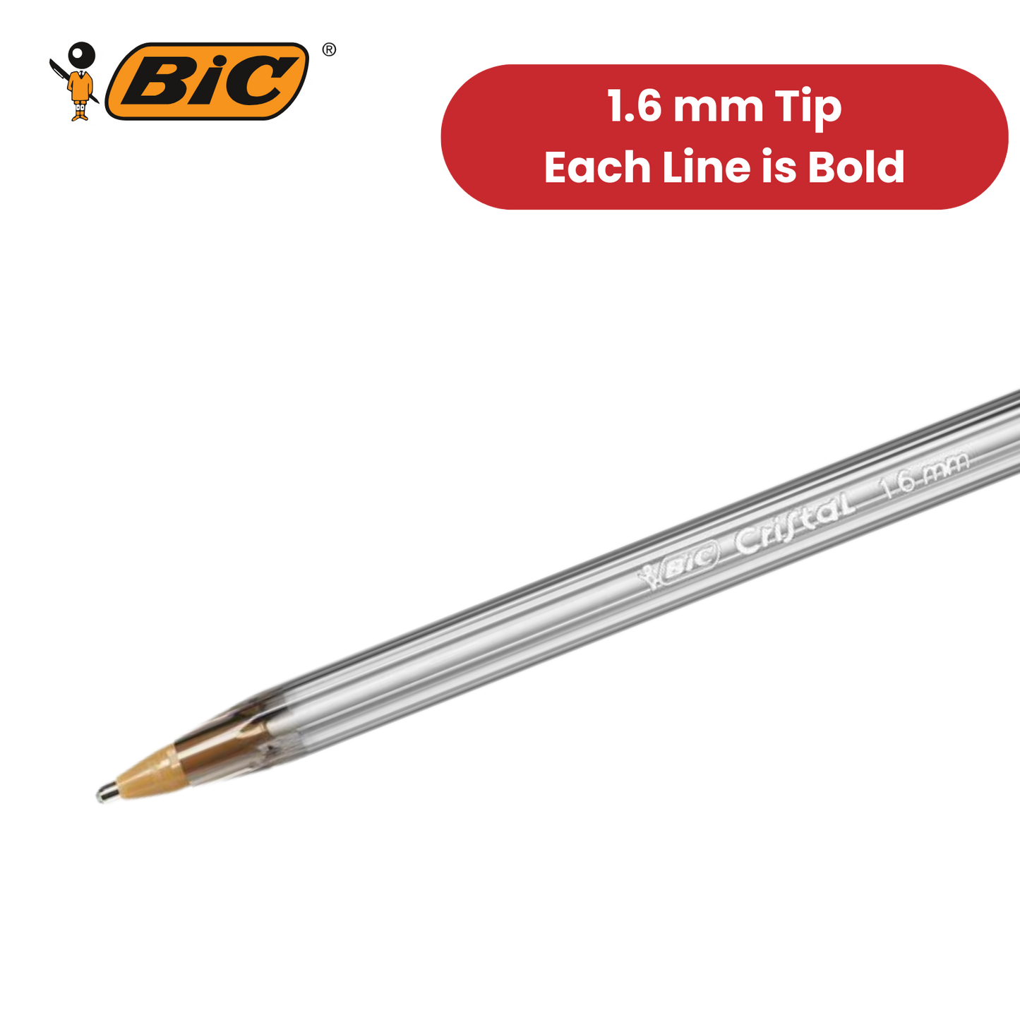 20x BIC Cristal Fun Ballpoint Pens 1.6mm Assorted Colours