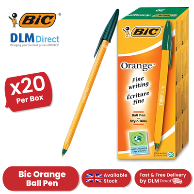 Bic Orange Ball Pen Fine Green PK20 1 to 5 Packs
