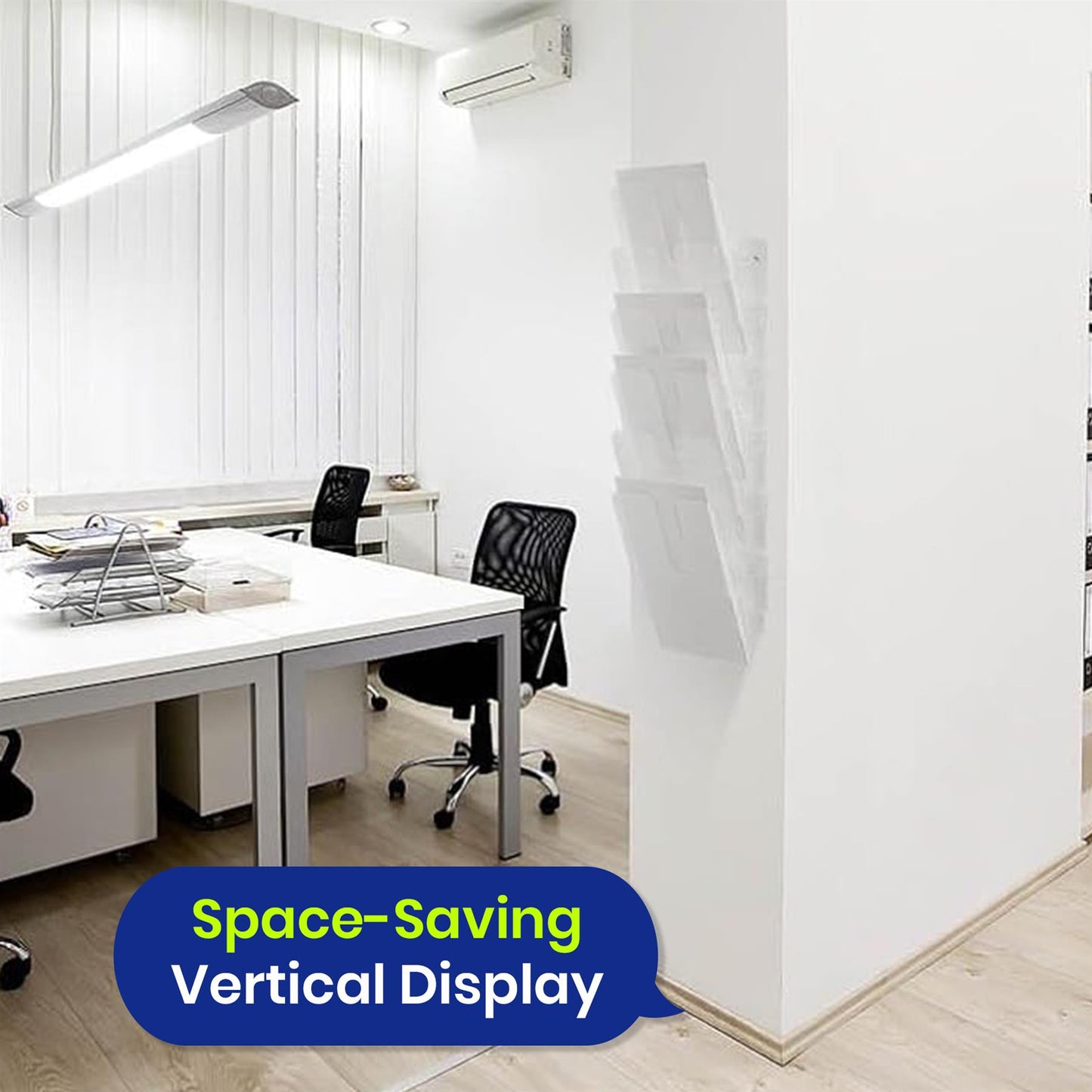 A4 Wall Mounted Document Holder Acrylic Leaflet Rack with 6 Compartments