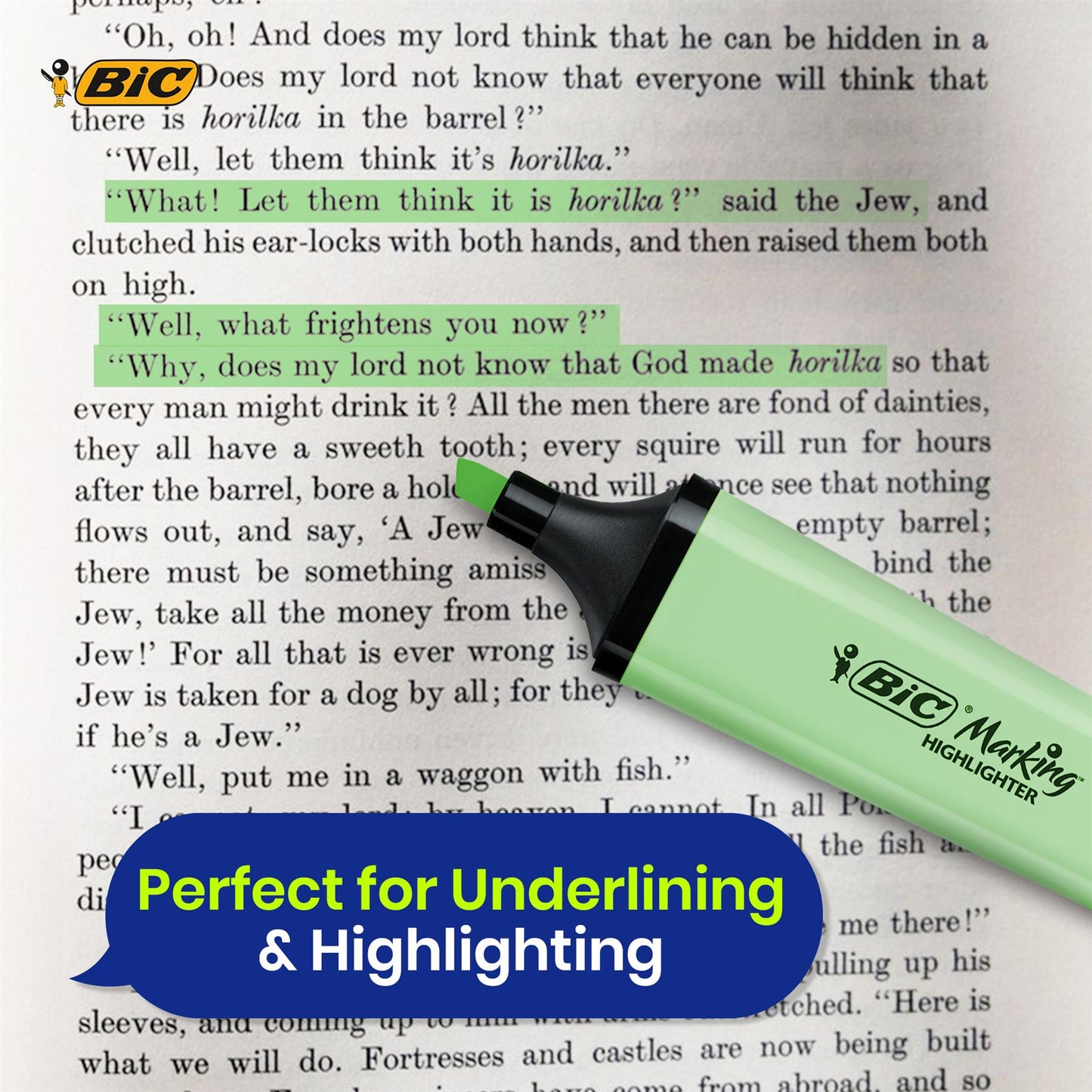 BIC 8x Marking Highlighter Flat Assorted Pastel & Neon Modular Tip for Precise Highlighting
