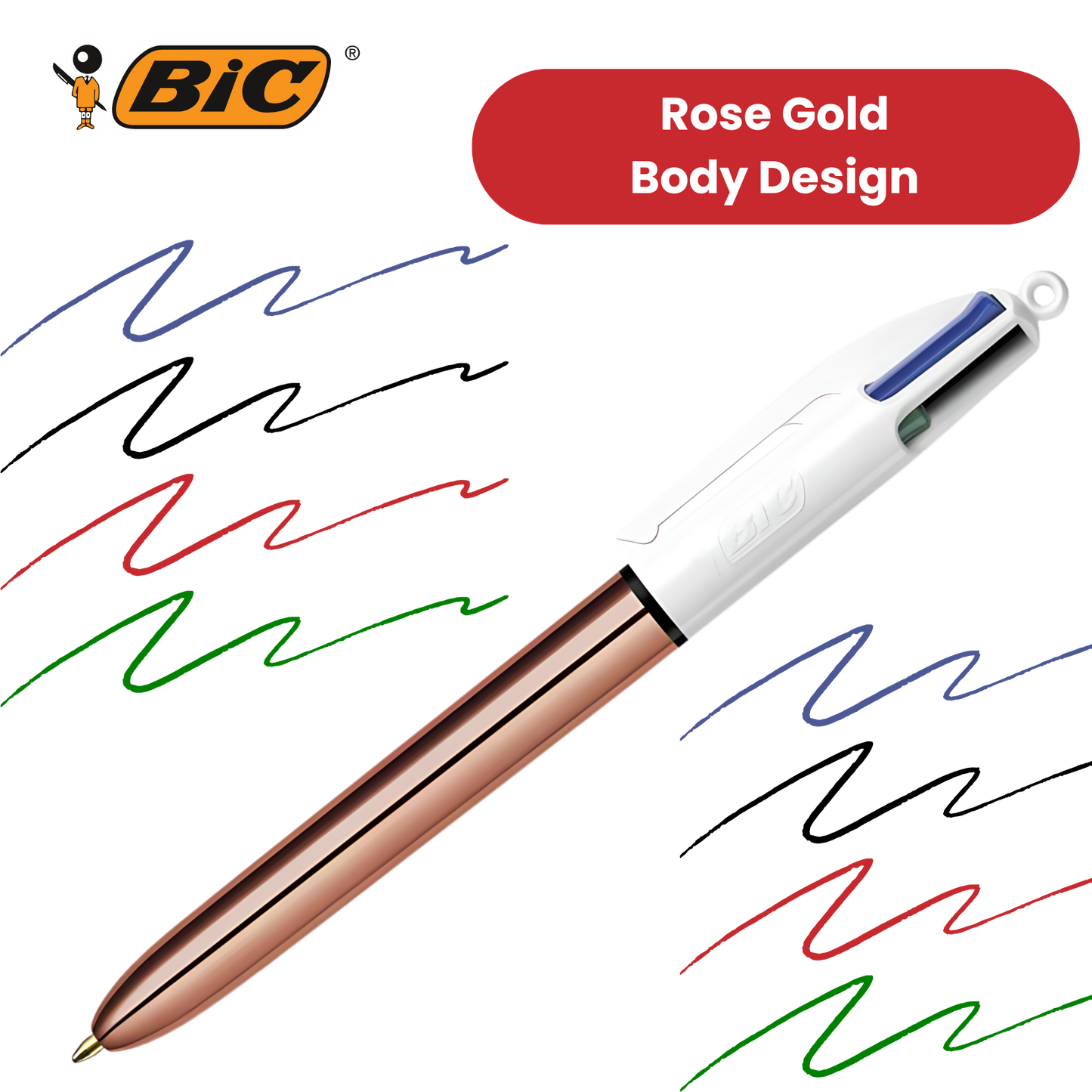 BIC 4 Colour Shine - Rose Gold - Single Pen