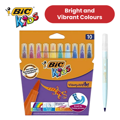 BIC Kids Visaquarelle Colouring Pens - Pack of 10 - 1 to 5 Packs