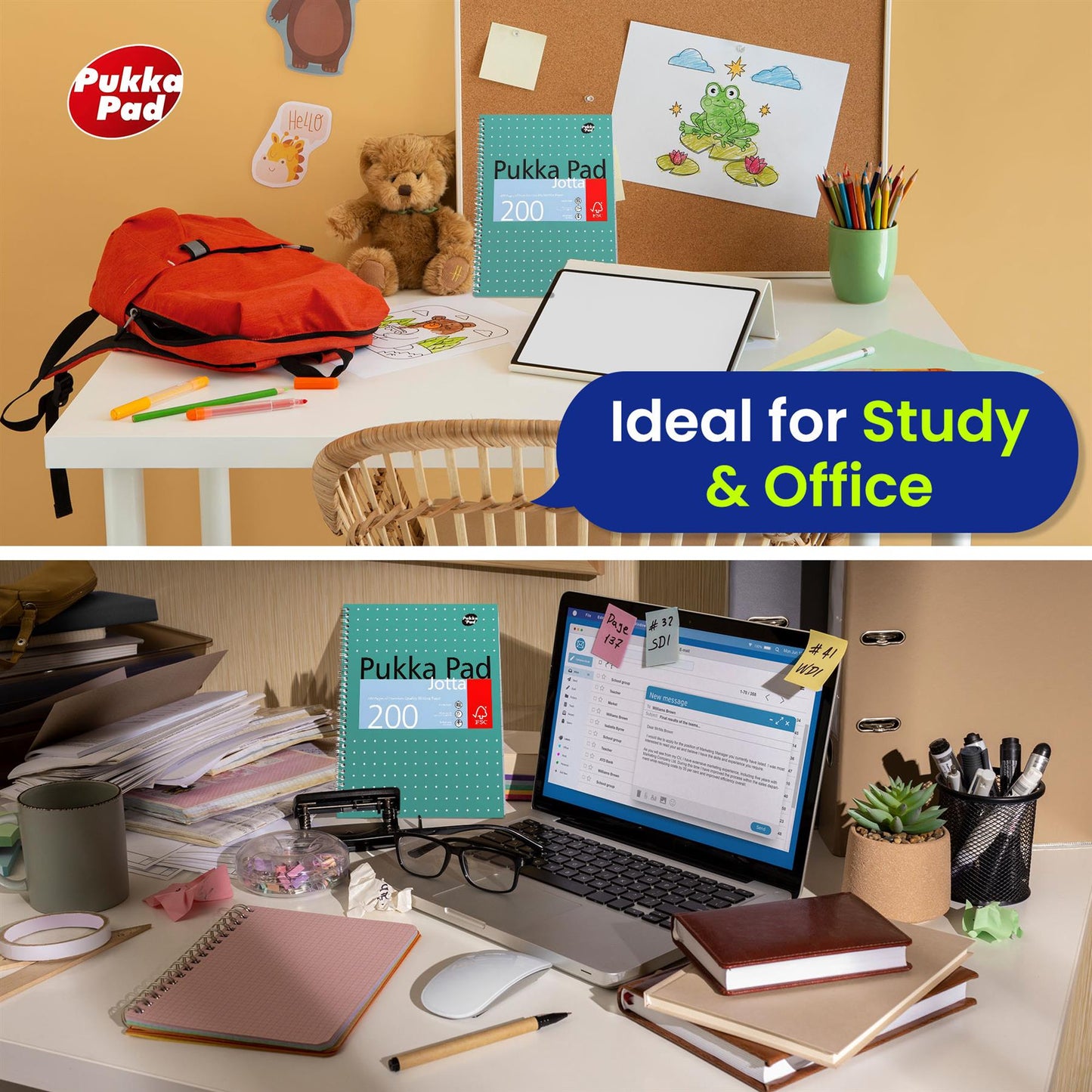 Pukka A4 Wirebound Notebooks with 200 Pages 3-Pack - BIC Marking 2000 Black Permanent Marker 3x