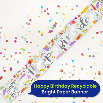 Happy Birthday Brights Recyclable Paper Banner 260cm Party Decor for Kids Adults