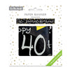 Happy 40th Birthday Black and White Banner 2.6m Party Decor for Milestone Celebration