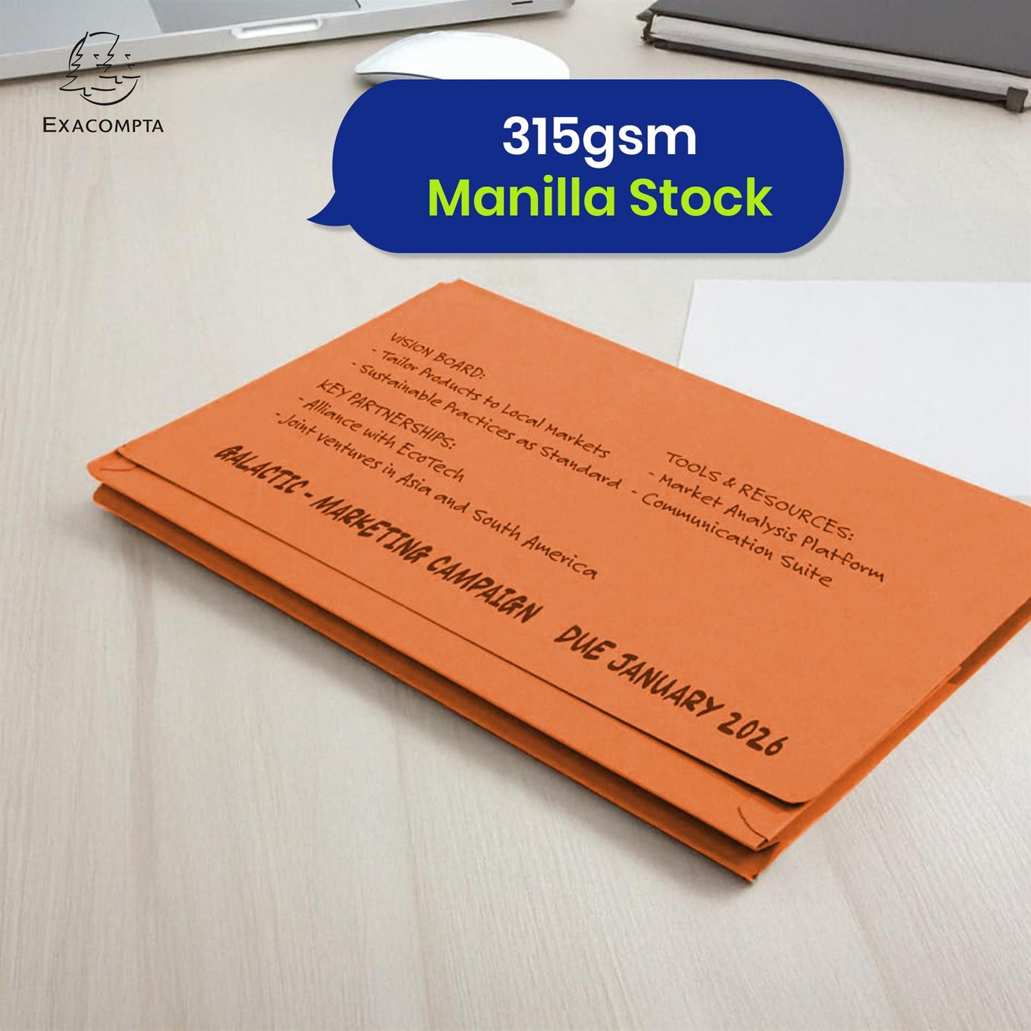 Exacompta Guildhall Orange Full Flap Pocket Wallet - Heavyweight Manilla Document Folder, Pack of 25