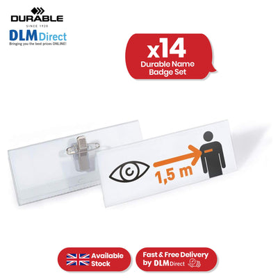 Durable Name Badge - 14 Pcs Transparent Tags with Clip, A4 Insert Sheets ID Badges for Office