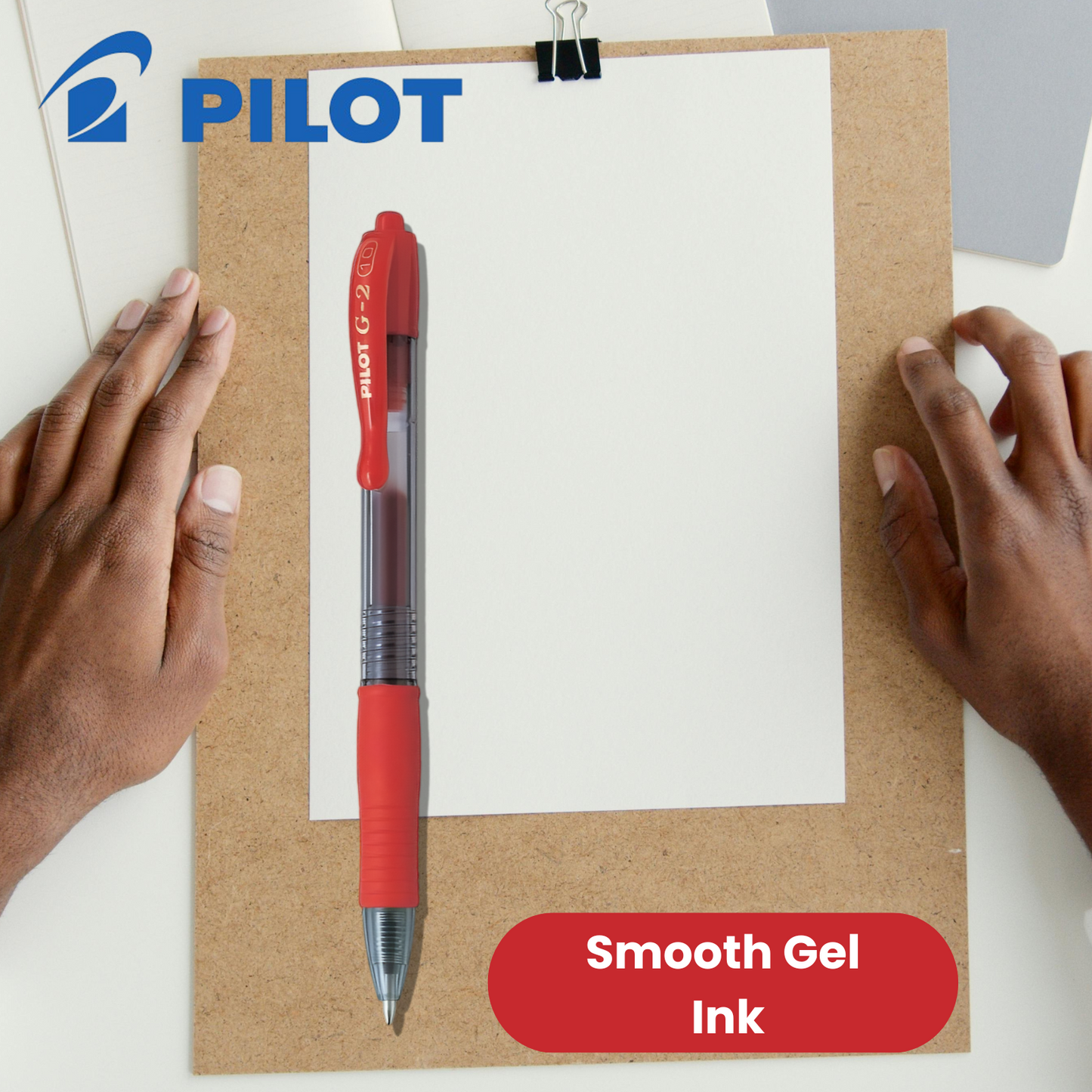 Pilot G-210 Retractable Pen Gel Ink 1.0mm Broad Rollerball Ball Point Pens - Red