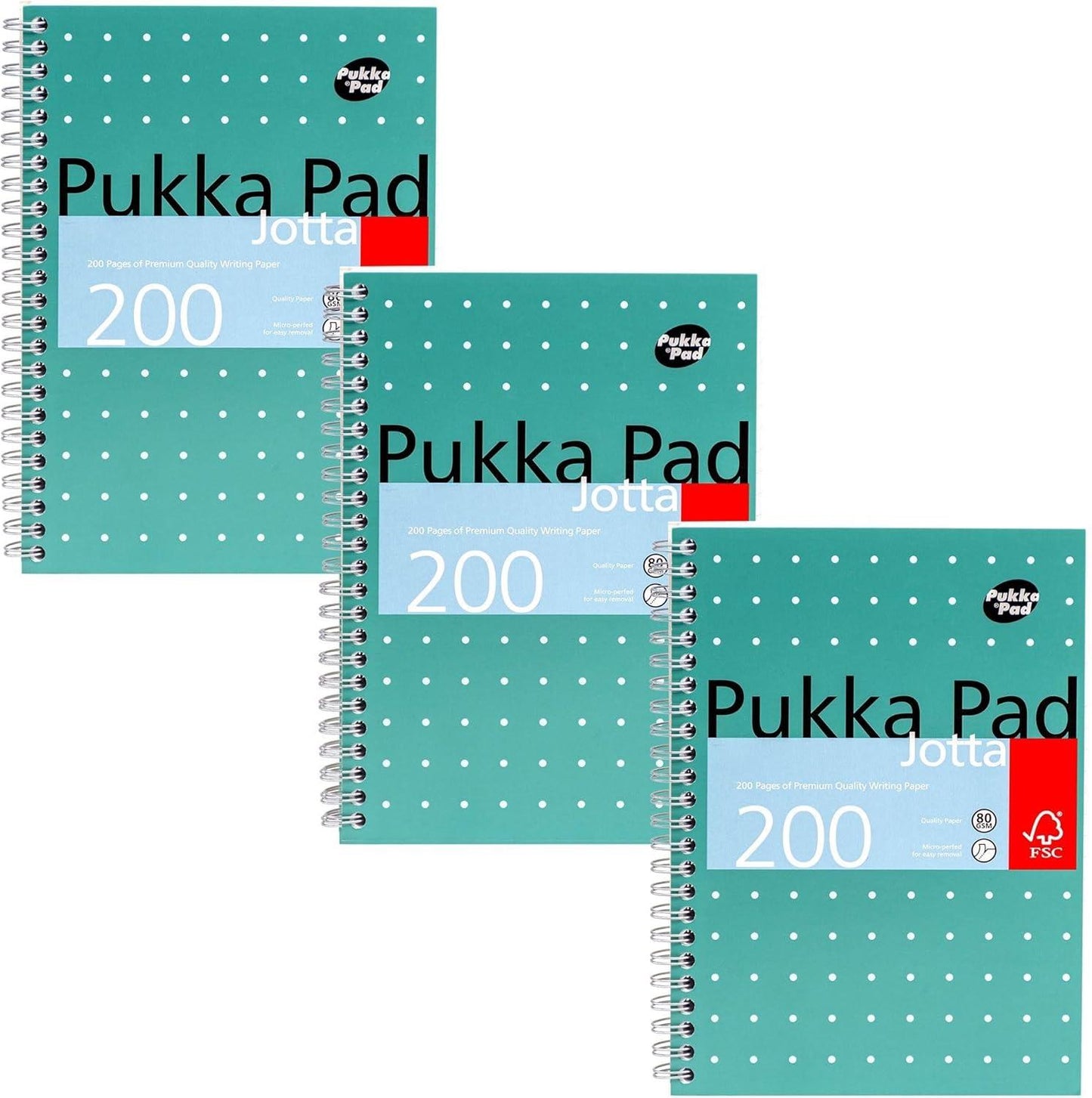 PUKKA WHITE A5 WIREBOUND PADS 200 page 80gsm (RULED/MARGIN) - PACK OF 6