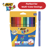 BIC Kids Visa Felt Pens Assorted Colours - Wallet of 12 - 1 to 5 Packs