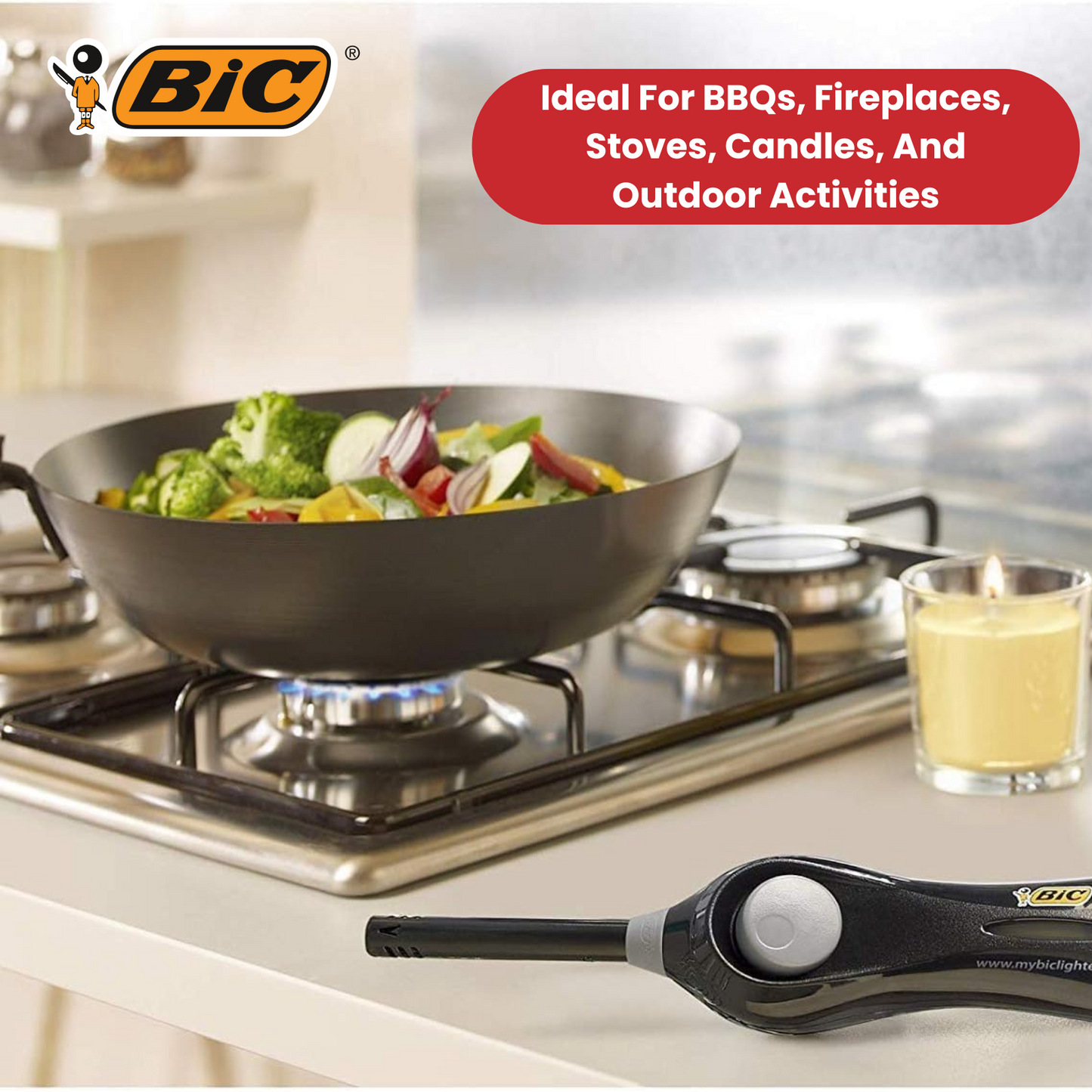 BIC Mega Standard Utility Lighter Black - Blister Pack of 2
