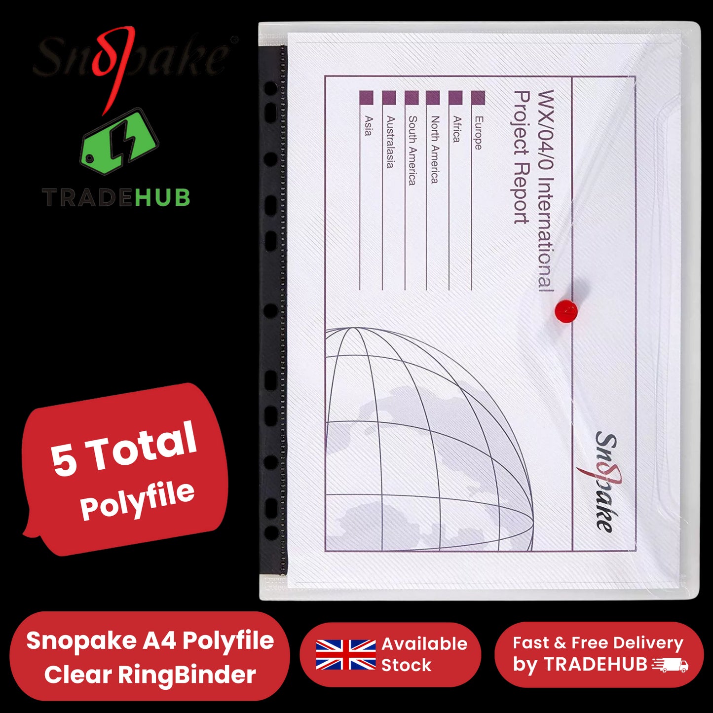 Snopake Polyfile Ringbinder Wallet Clear for Secure Document Storage - Pack of 5