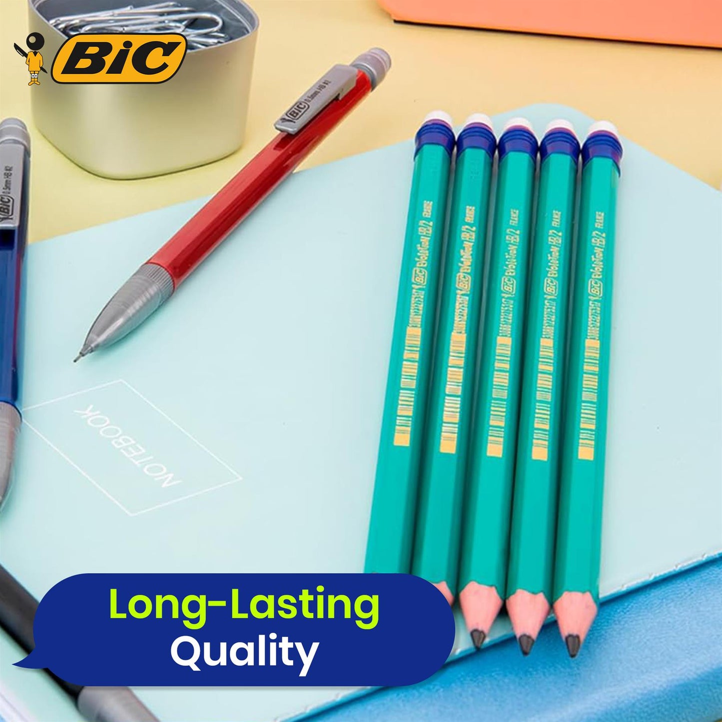 BIC Evolution Original, Erasable HB Graphite Pencils with Eraser - Pack of 8