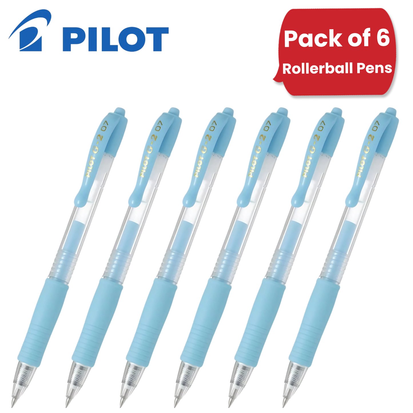 Pilot G-207 Retractable Gel Rollerball Medium Pastel Blue - Pack of 6