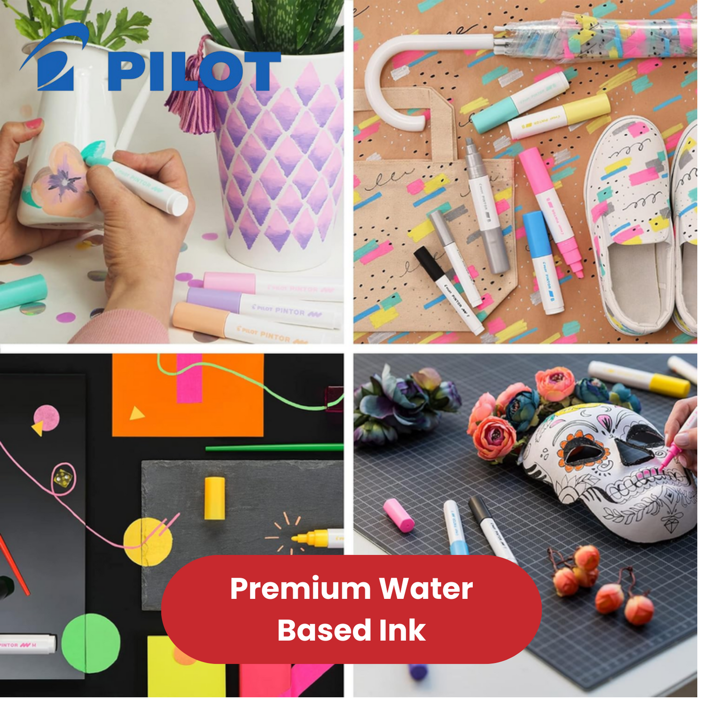 Pilot Pintor - Wallet of 6 Extra Fine - Gold, Pink, Blue, Green, Violet, Silver