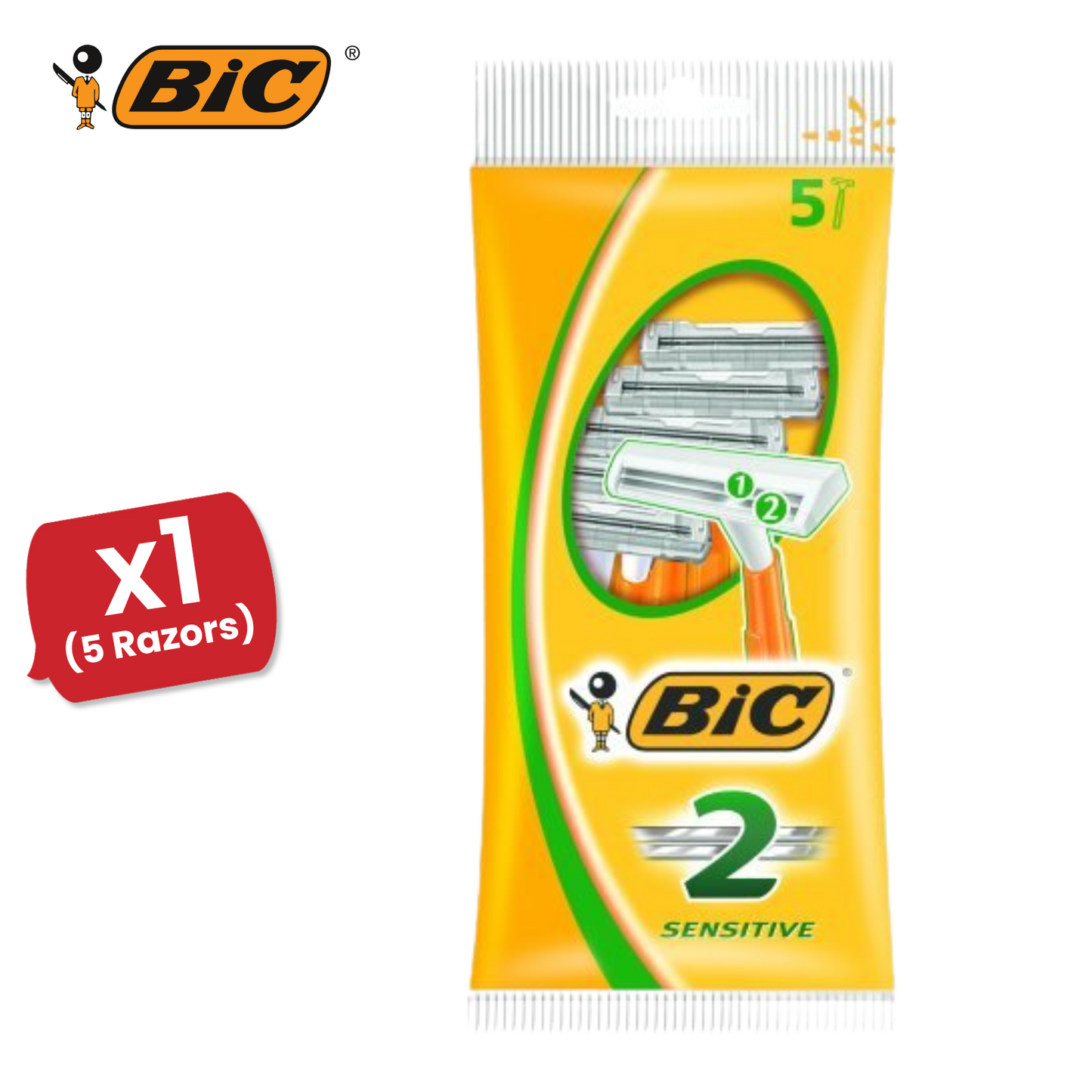 Bic 2 Sensitive Razors 5 - 1 Pack