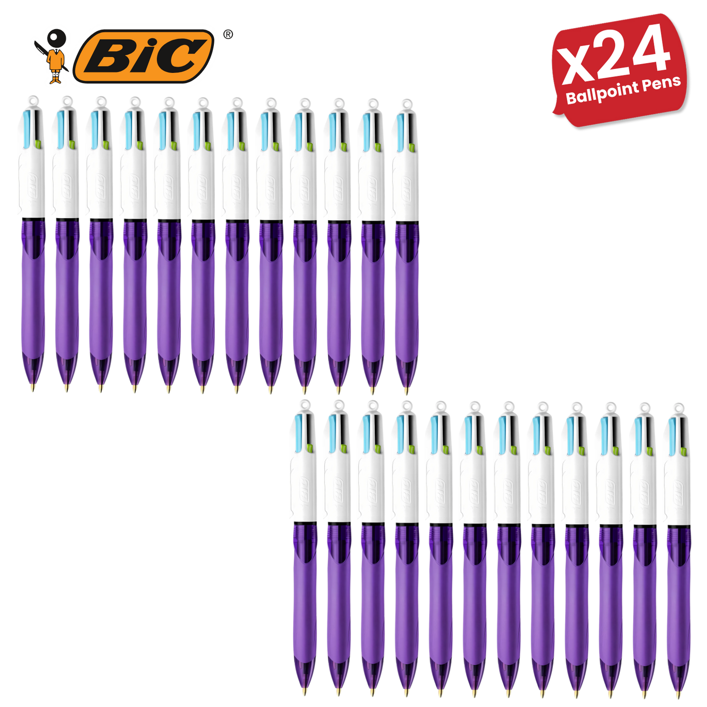Bic 4-Colours Grip Fashion Ballpoint Pen 1.0mm - Pack of 1